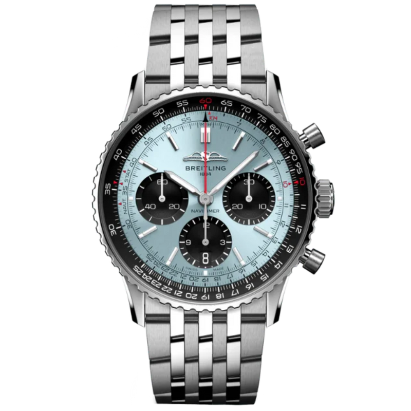 NAVITIMER B01 CHRONOGRAPH 41 MM STAINLESS STEEL WITH ICE BLUE DIAL - Breitling