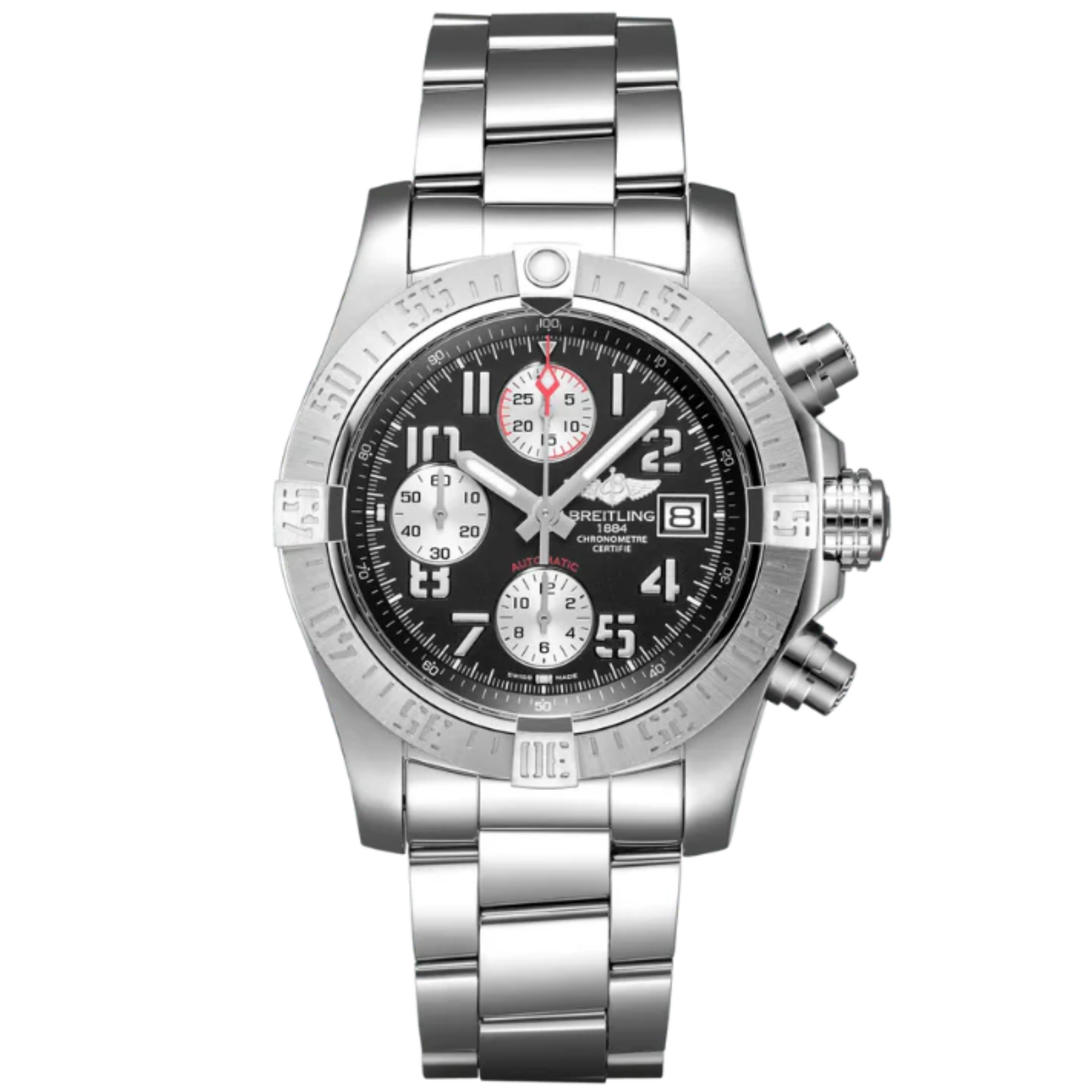 AVENGER II 43 MM STAINLESS STEEL WITH  BLACK DIAL - Breitling