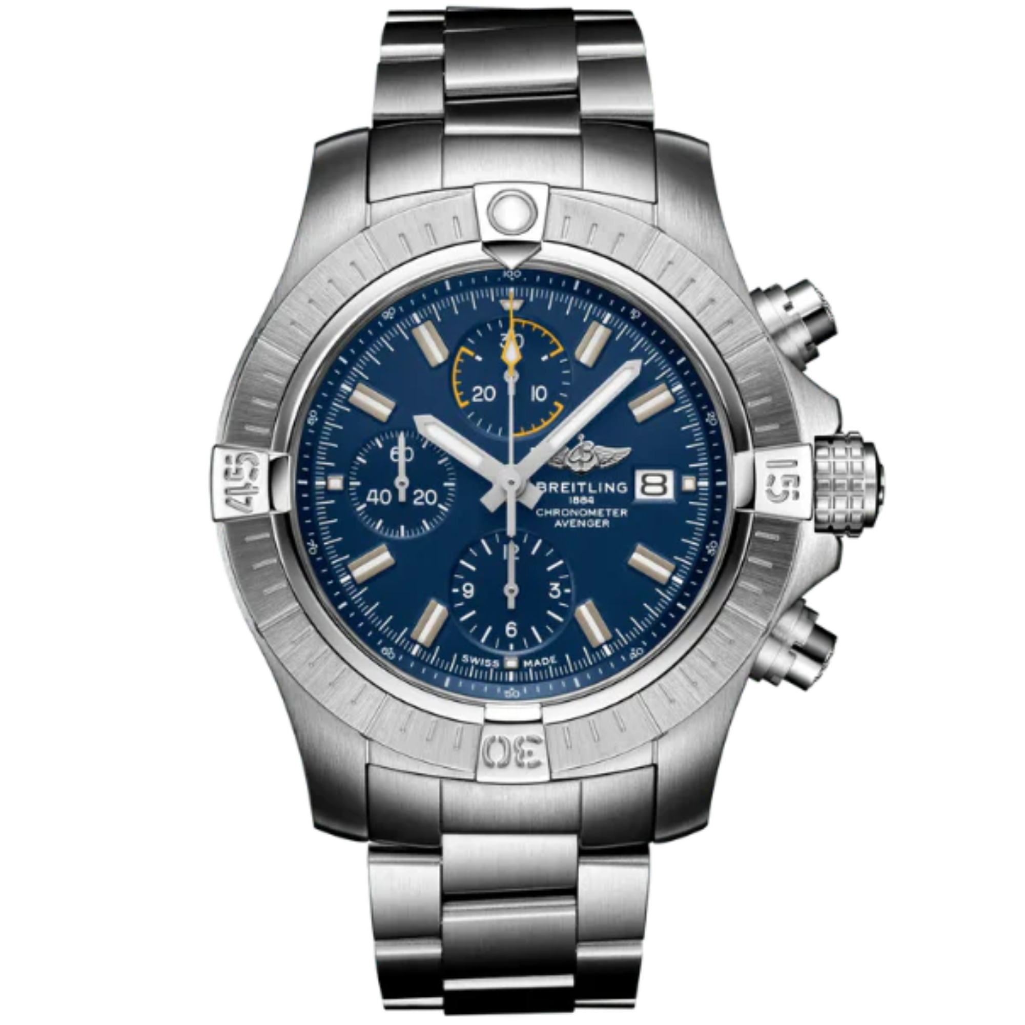 AVENGER CHRONOGRAPH 45 MM STAINLESS STEEL AND BLUE DIAL - Breitling