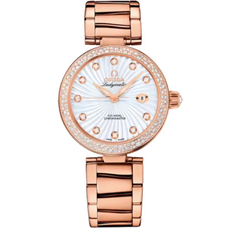 DE VILLE LADYMATIC 34 MM RED GOLD WITH MOTHER OF PEARL DIAL - Omega