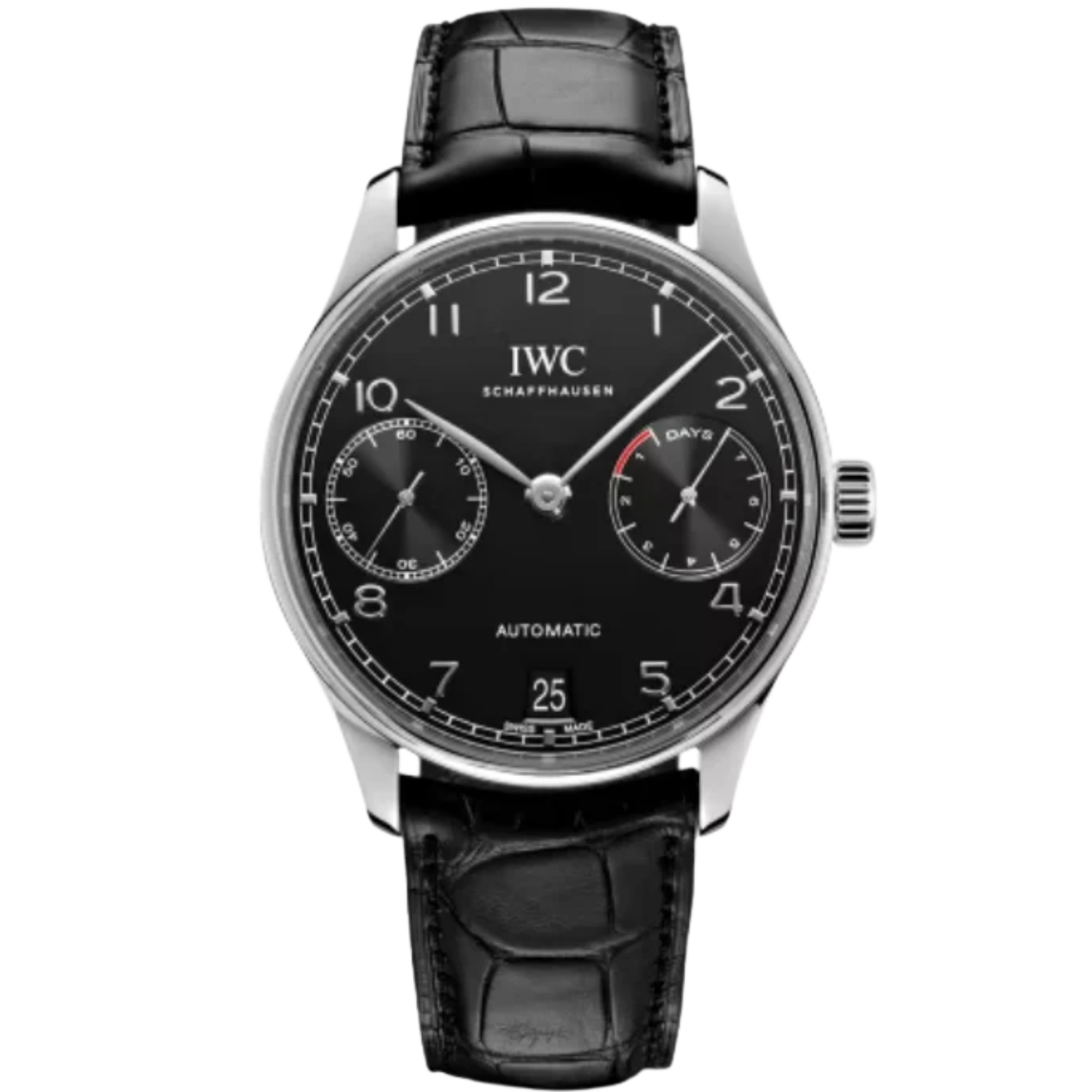 PORTUGIESER AUTOMATIC 42 MM STAINLESS STEEL WITH BLACK DIAL - IWC