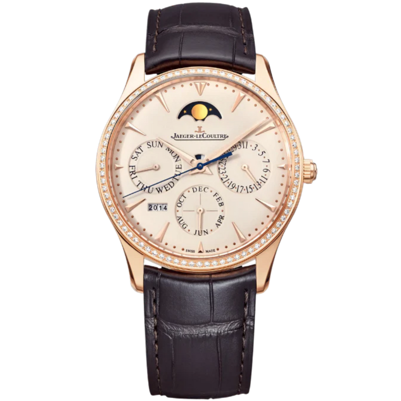 MASTER ULTRA THIN PERPETUAL CALENDAR 39 MM 18K ROSE GOLD WITH SILVER GREY SUNRAY BRUSHED DIAL - Jaeger-LeCoultre