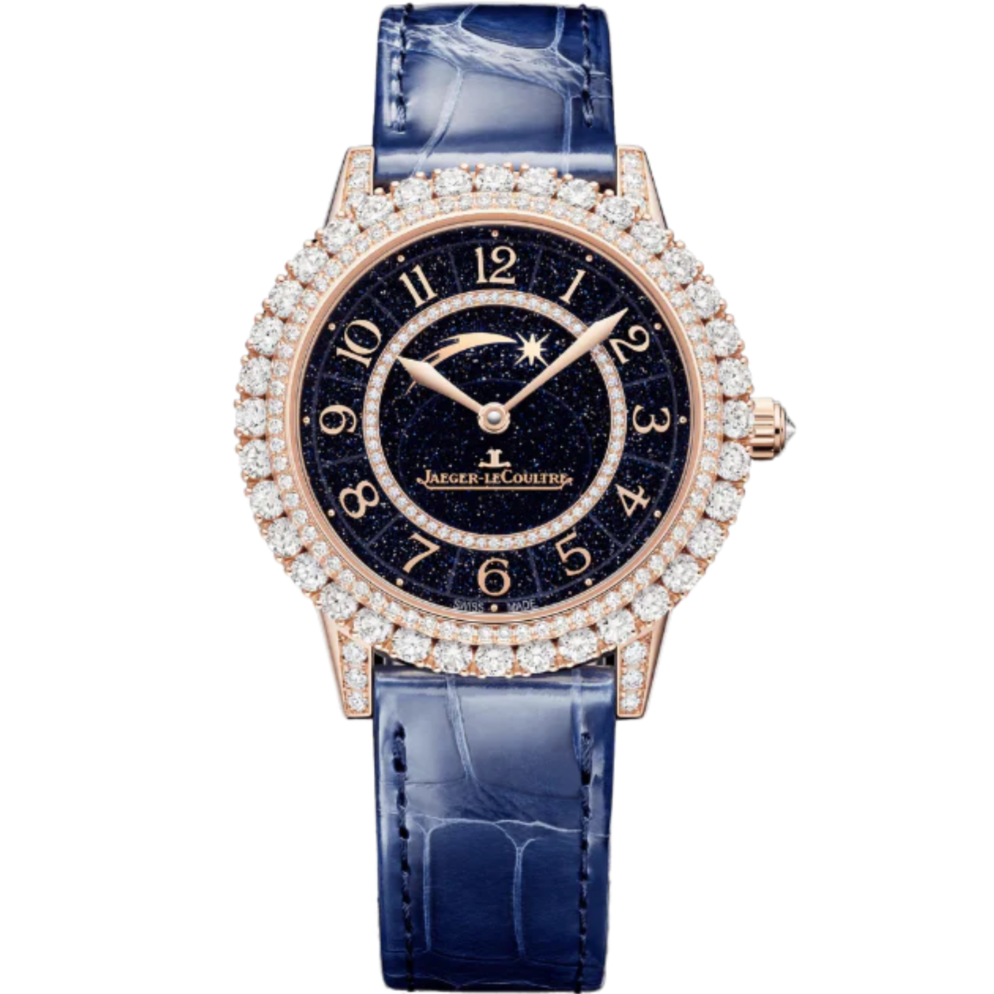 RENDEZ-VOUS DAZZLING SHOOTING STAR 36 MM 18K ROSE GOLD WITH BLUE DIAL - Jaeger-LeCoultre