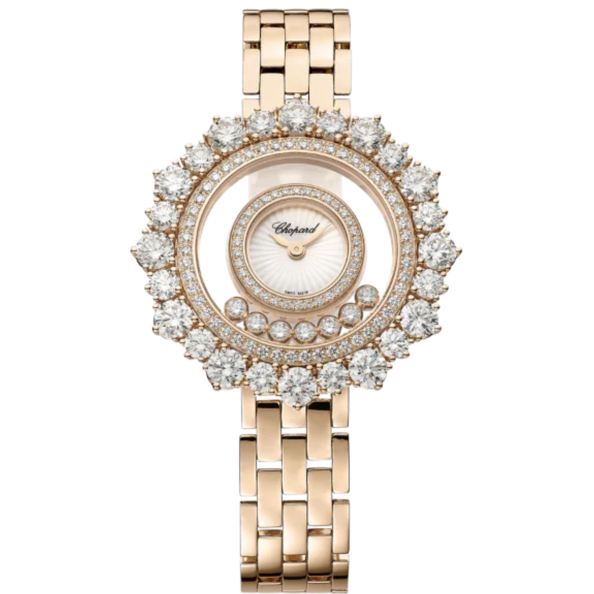 HAPPY DIAMONDS JOAILLERIE 36 MM ETHICAL ROSE GOLD WITH MOTHER OF PEARL DIAL - Chopard