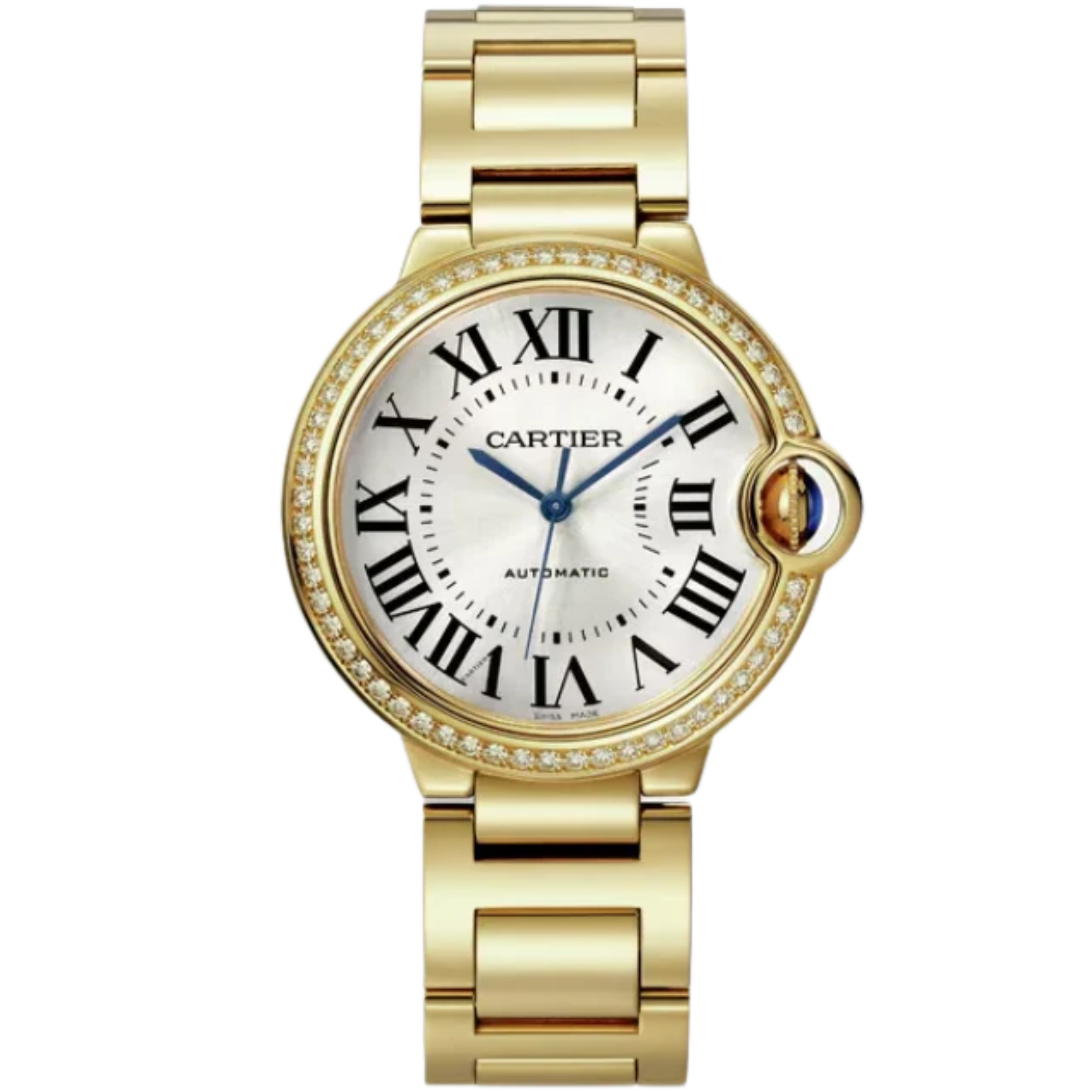 BALLON BLEU DE CARTIER 36 MM YELLOW GOLD WITH SILVER SUNRAY EFFECT DIAL - Cartier