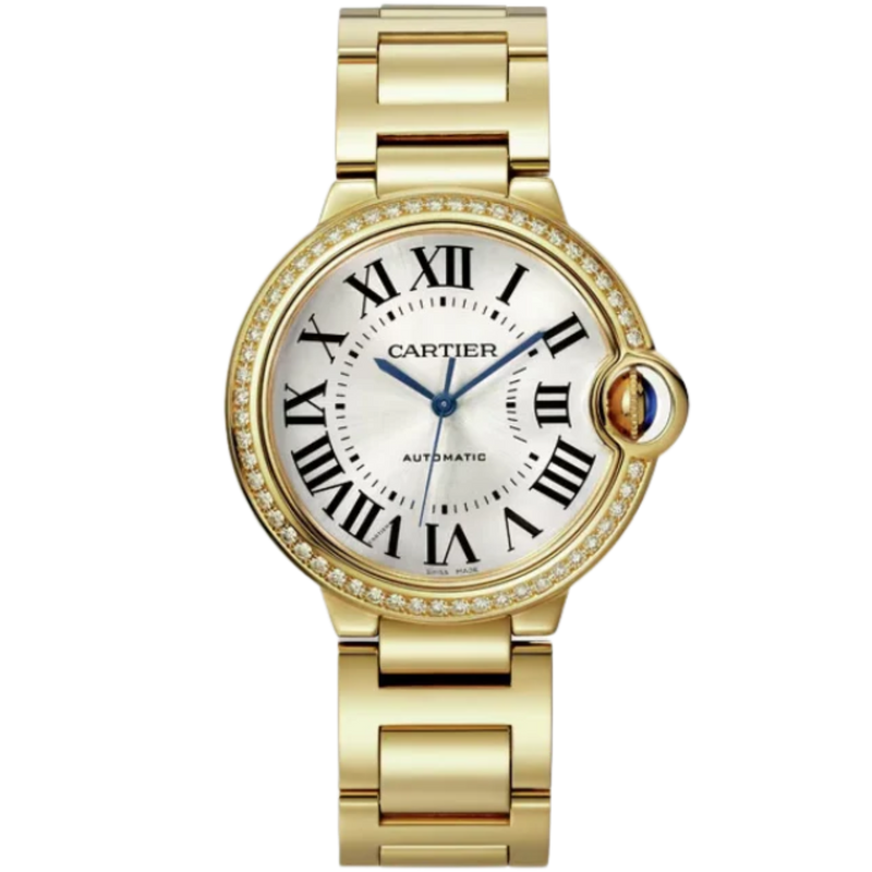 BALLON BLEU DE CARTIER 36 MM YELLOW GOLD WITH SILVER SUNRAY EFFECT DIAL - Cartier