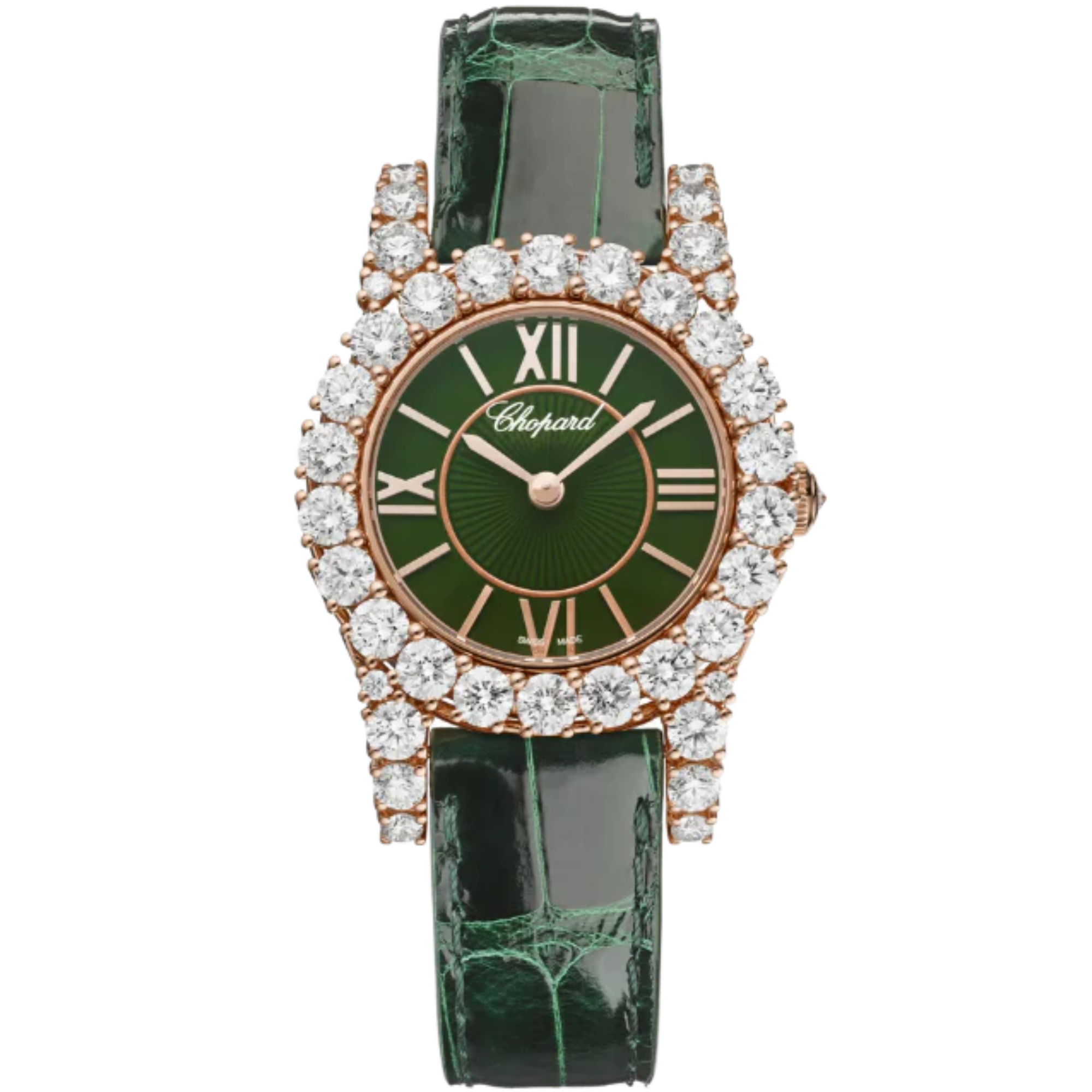 L’HEURE DU DIAMANT ROUND SMALL 30 MM ETHICAL ROSE GOLD WITH GREEN DIAL - Chopard
