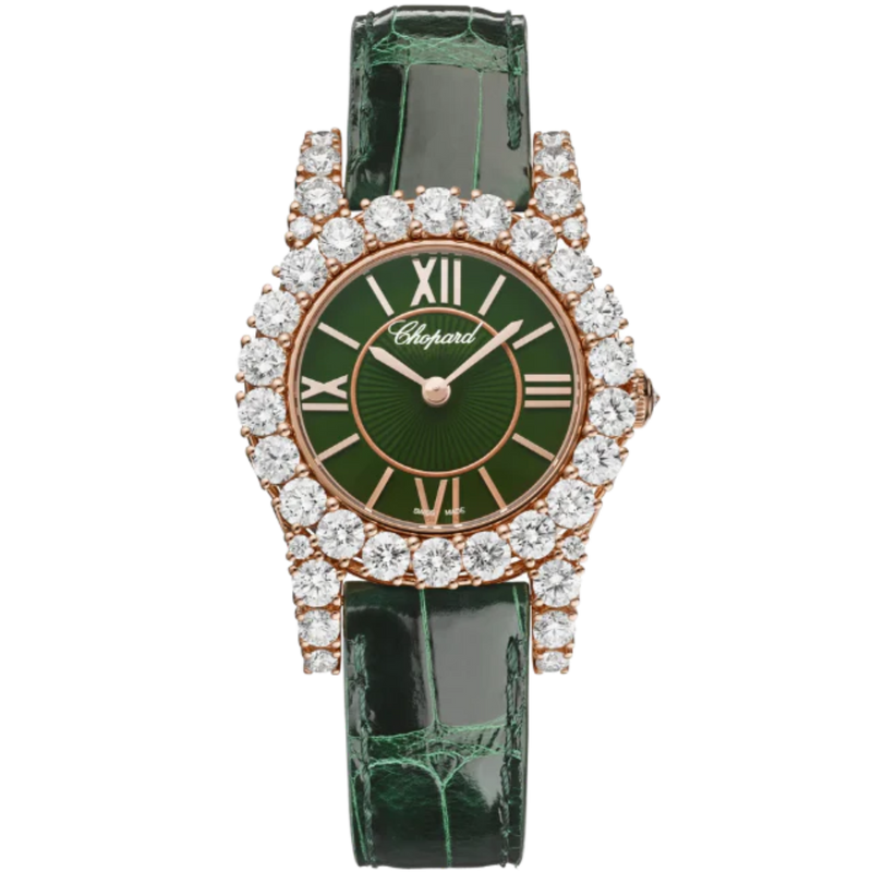 L’HEURE DU DIAMANT ROUND SMALL 30 MM ETHICAL ROSE GOLD WITH GREEN DIAL - Chopard