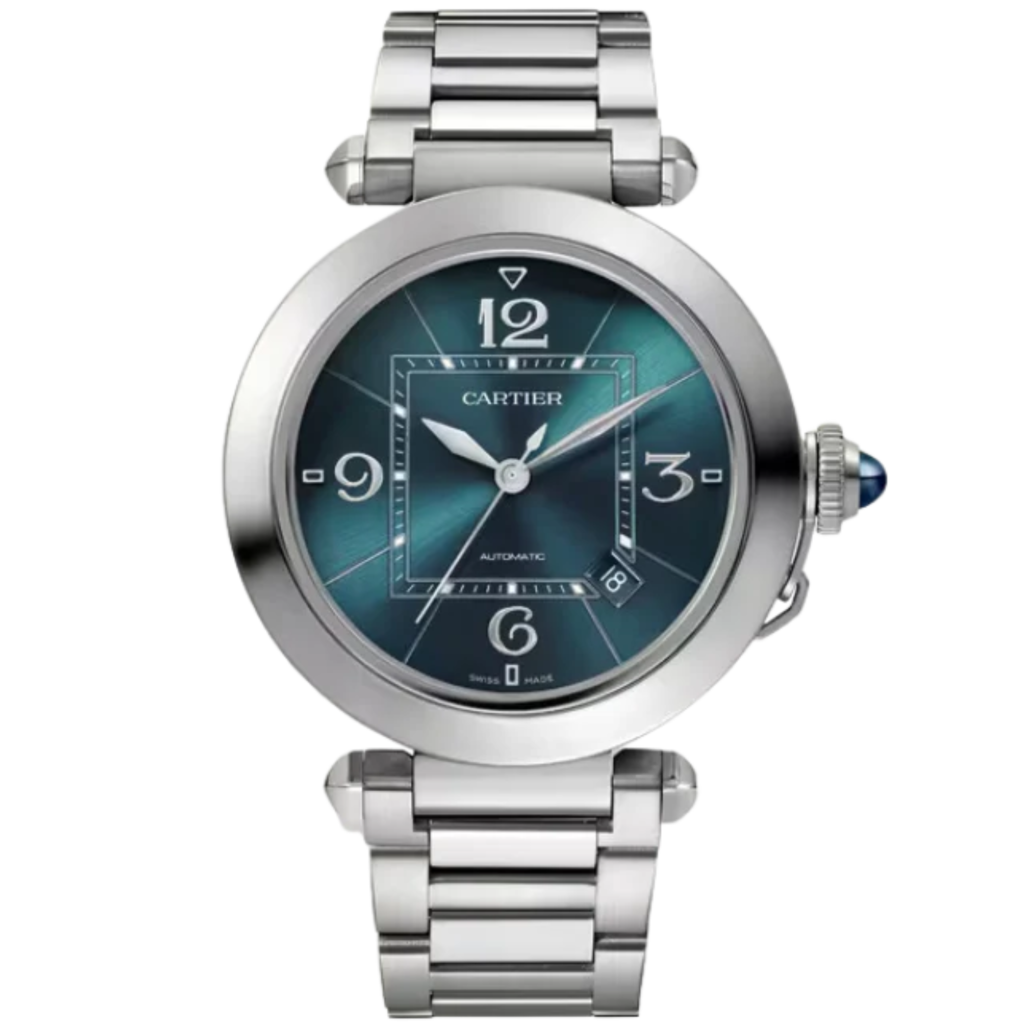 PASHA DE CARTIER 41 MM STAINLESS STEEL WITH BLUE SUNRAY BRUSHED DIAL - Cartier