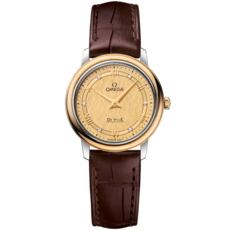 DE VILLE PRESTIGE 27 MM STAINLESS STEEL - YELLOW GOLD WITH YELLOW DIAL - Omega