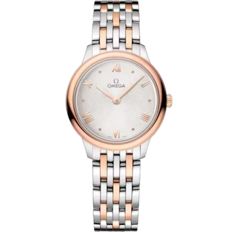 DE VILLE PRESTIGE 27 MM STAINLESS STEEL - SEDNA™ GOLD WITH SILVER DIAL - Omega