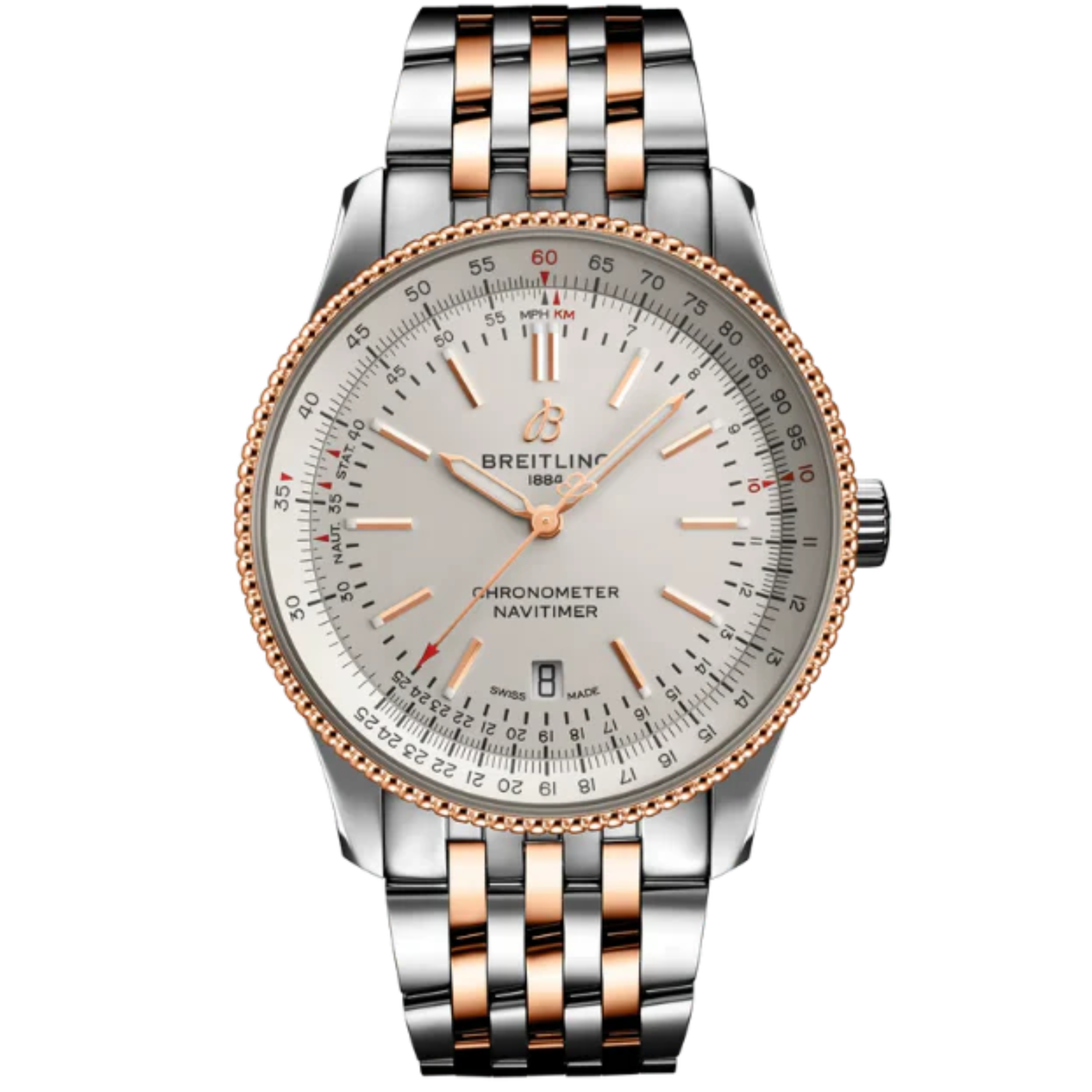 NAVITIMER AUTOMATIC 41 MM STAINLESS STEEL & 18K ROSE GOLD WITH CREAM DIAL - Breitling