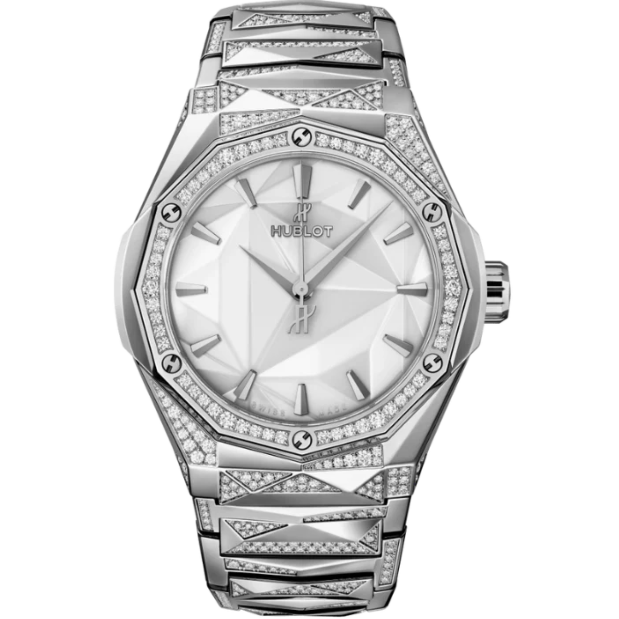 CLASSIC FUSION 40 MM ORLINSKI BRACELET TITANIUM WHITE ALTERNATIVE PAVÉ - Hublot