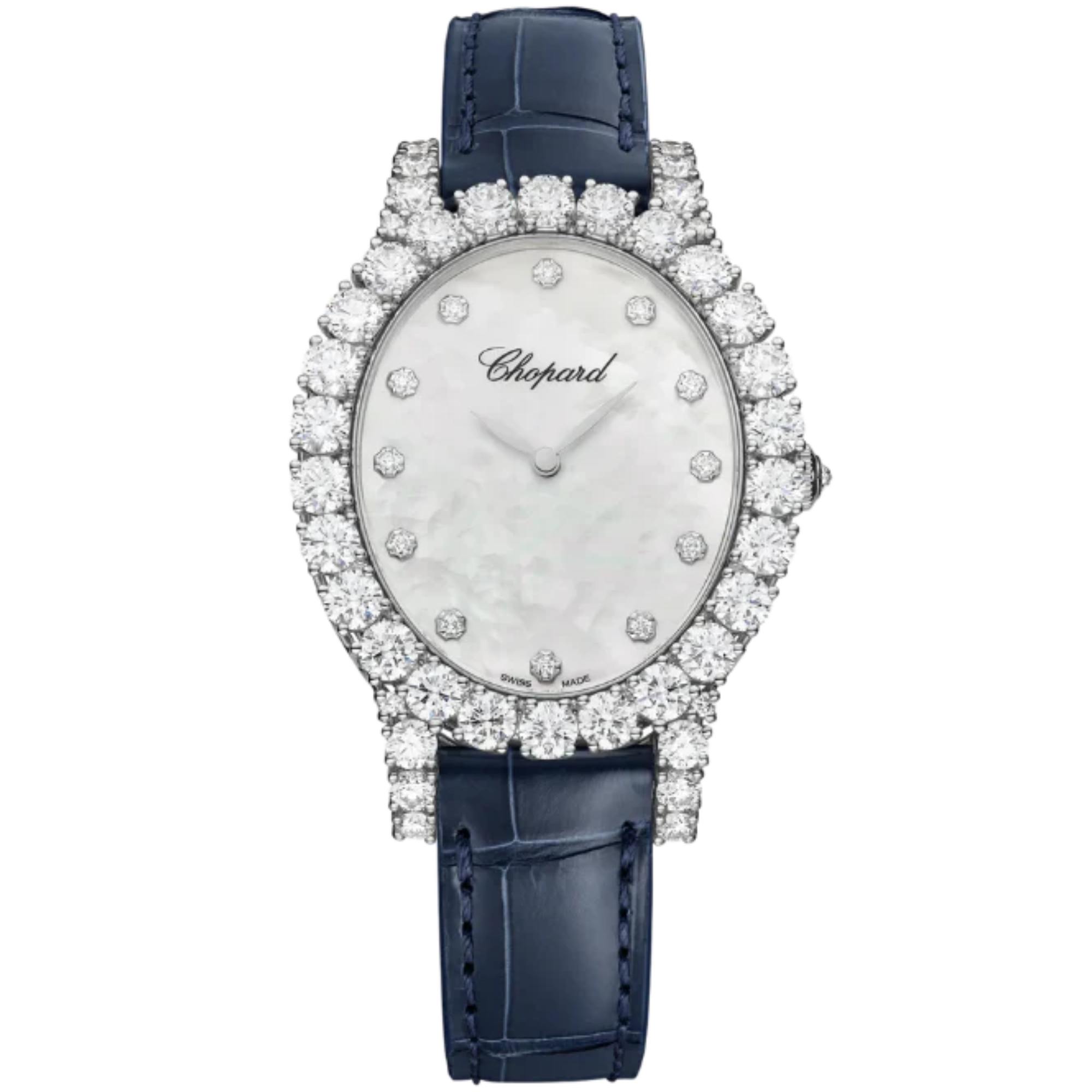 L'HEURE DU DIAMANT OVAL 40 MM ETHICAL WHITE GOLD WITH MOTHER OF PEARL DIAL - Chopard