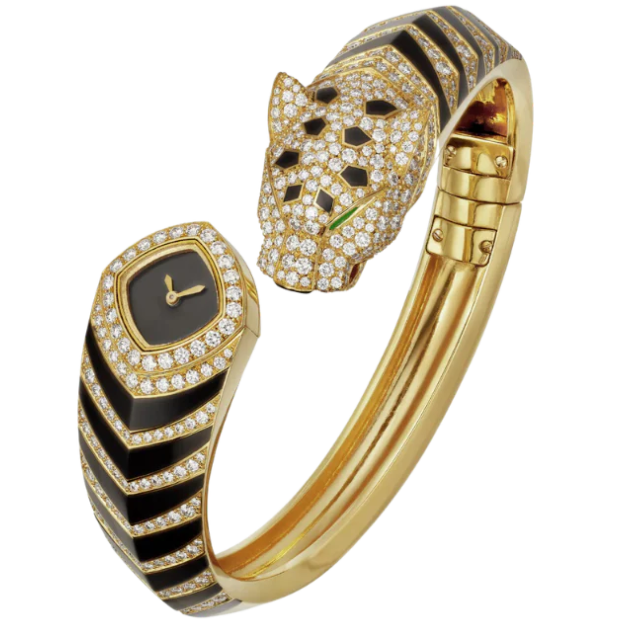 LA PANTHERE DE CARTIER BANGLE 18 MM 18K YELLOW GOLD WITH BLACK LAQUER DIALSIZE 17 - Cartier