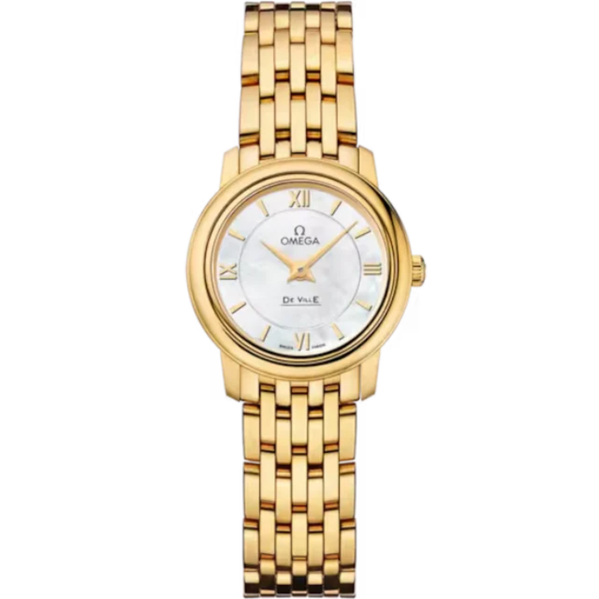 DE VILLE PRESTIGE 24 MM YELLOW GOLD WITH MOTHER OF PEARL DIAL - Omega