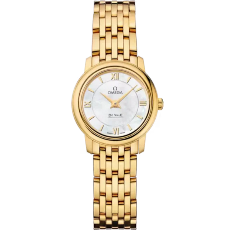 DE VILLE PRESTIGE 24 MM YELLOW GOLD WITH MOTHER OF PEARL DIAL - Omega