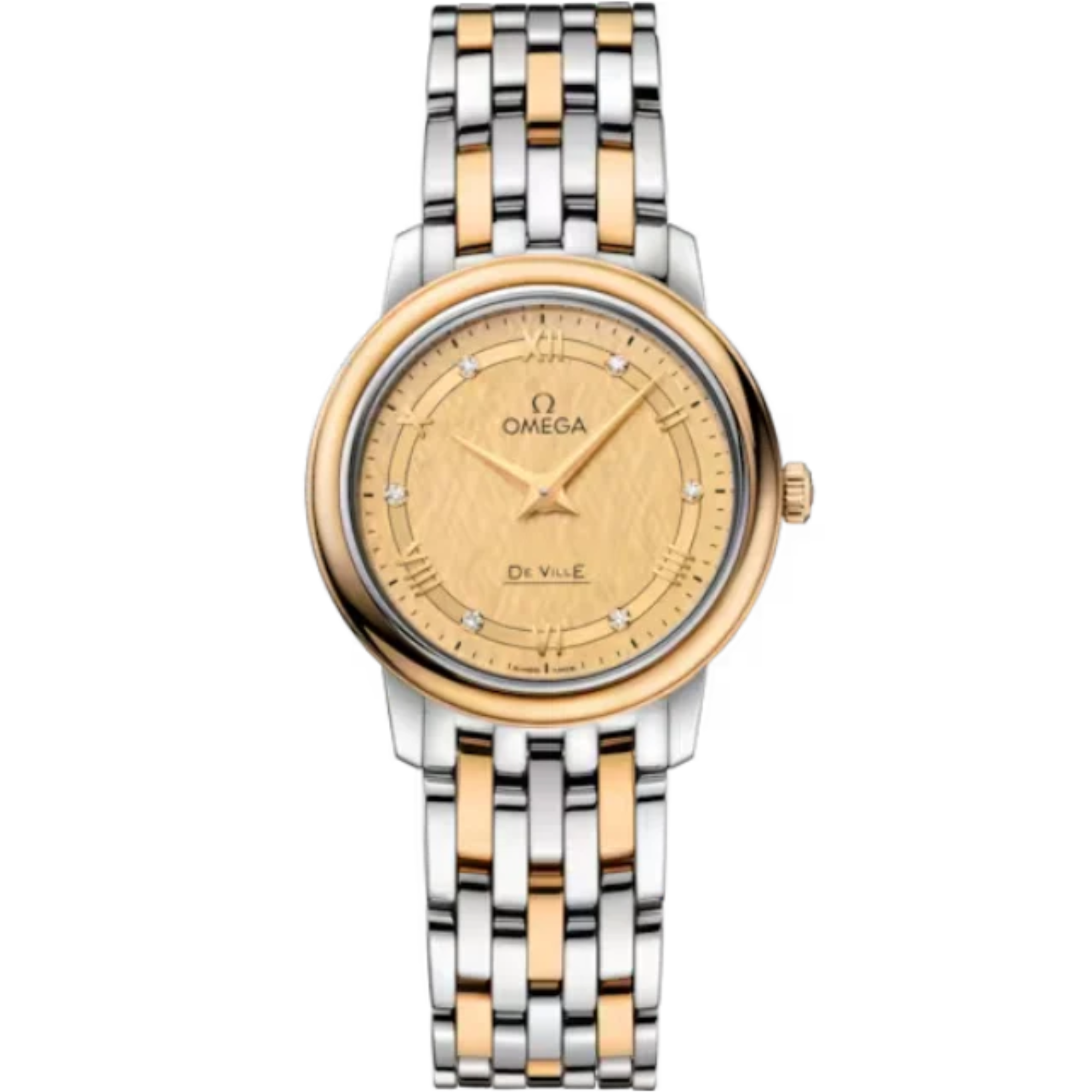 DE VILLE PRESTIGE 27 MM STAINLESS STEEL - YELLOW GOLD WITH YELLOW DIAL - Omega