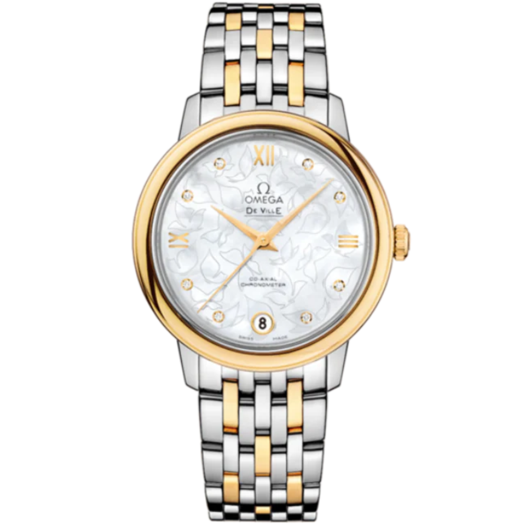 DE VILLE PRESTIGE BUTTERFLY 33 MM STAINLESS STEEL - YELLOW GOLD WITH MOTHER OF PEARL DIAL - Omega