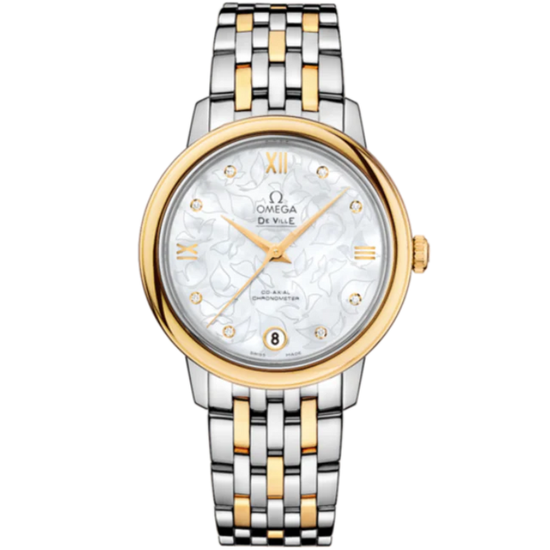 DE VILLE PRESTIGE BUTTERFLY 33 MM STAINLESS STEEL - YELLOW GOLD WITH MOTHER OF PEARL DIAL - Omega