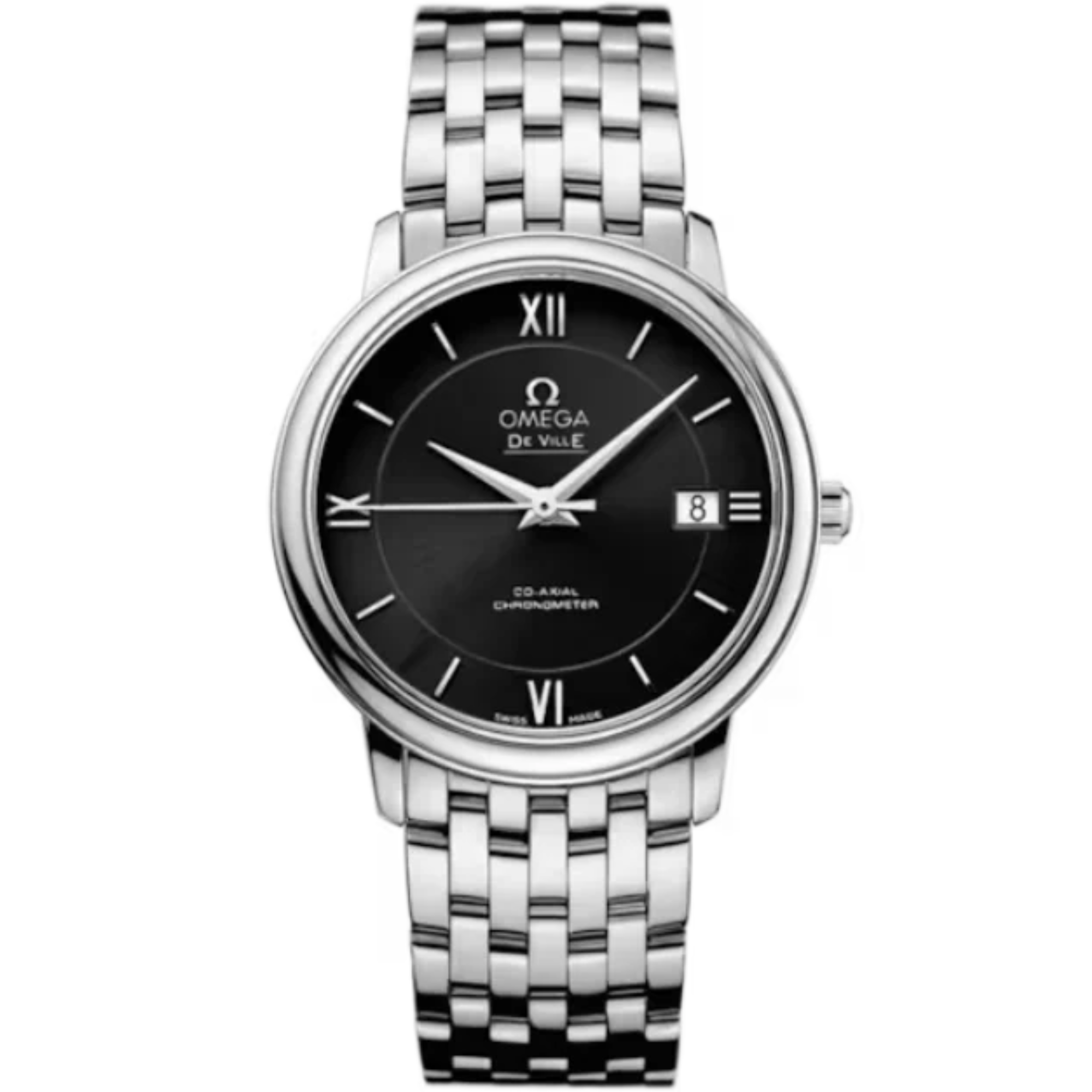 DE VILLE PRESTIGE 37 MM STAINLESS STEEL WITH BLACK DIAL - Omega