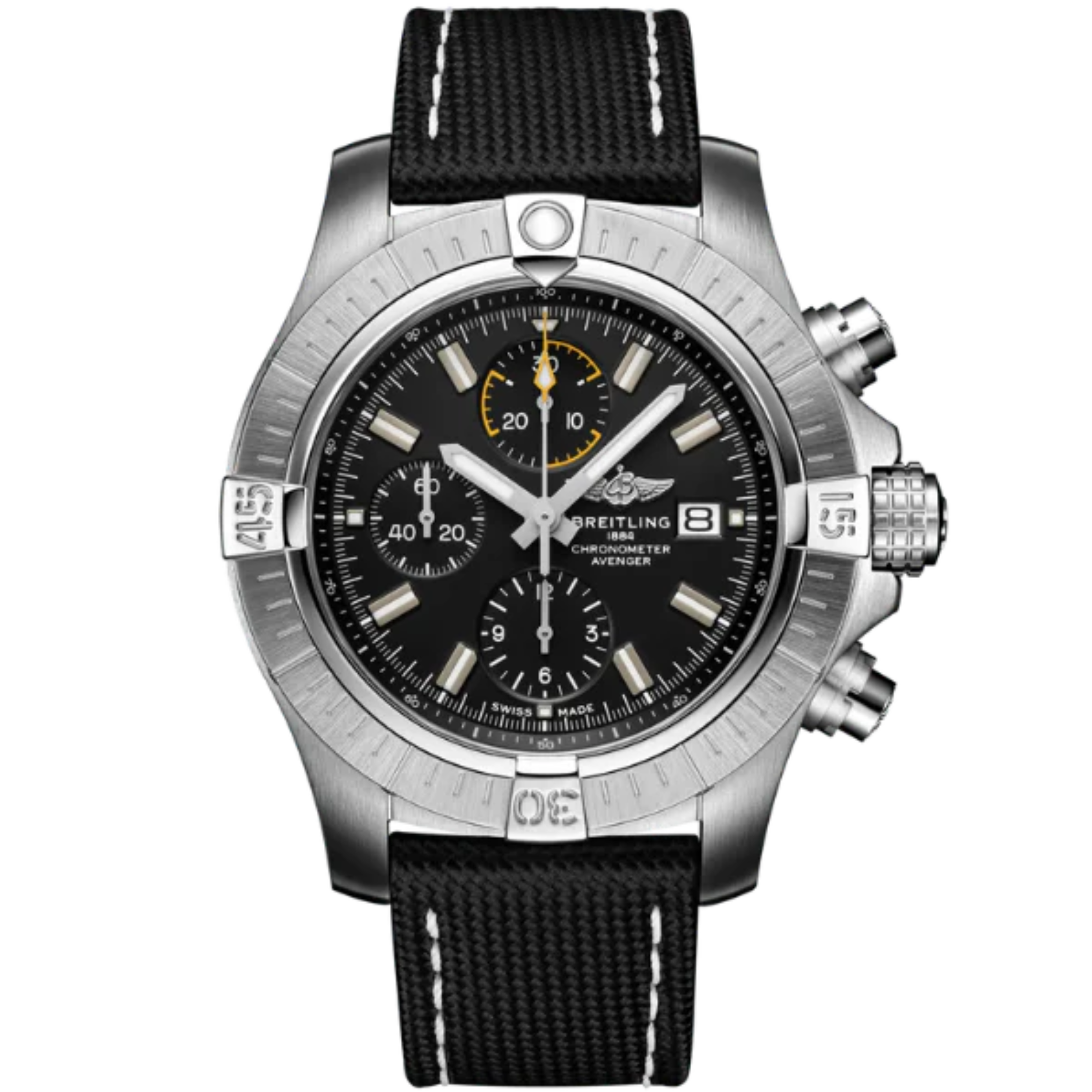 AVENGER CHRONOGRAPH 45 MM STAINLESS STEEL AND BLACK DIAL - Breitling