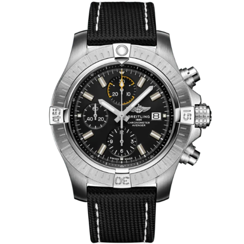AVENGER CHRONOGRAPH 45 MM STAINLESS STEEL AND BLACK DIAL - Breitling