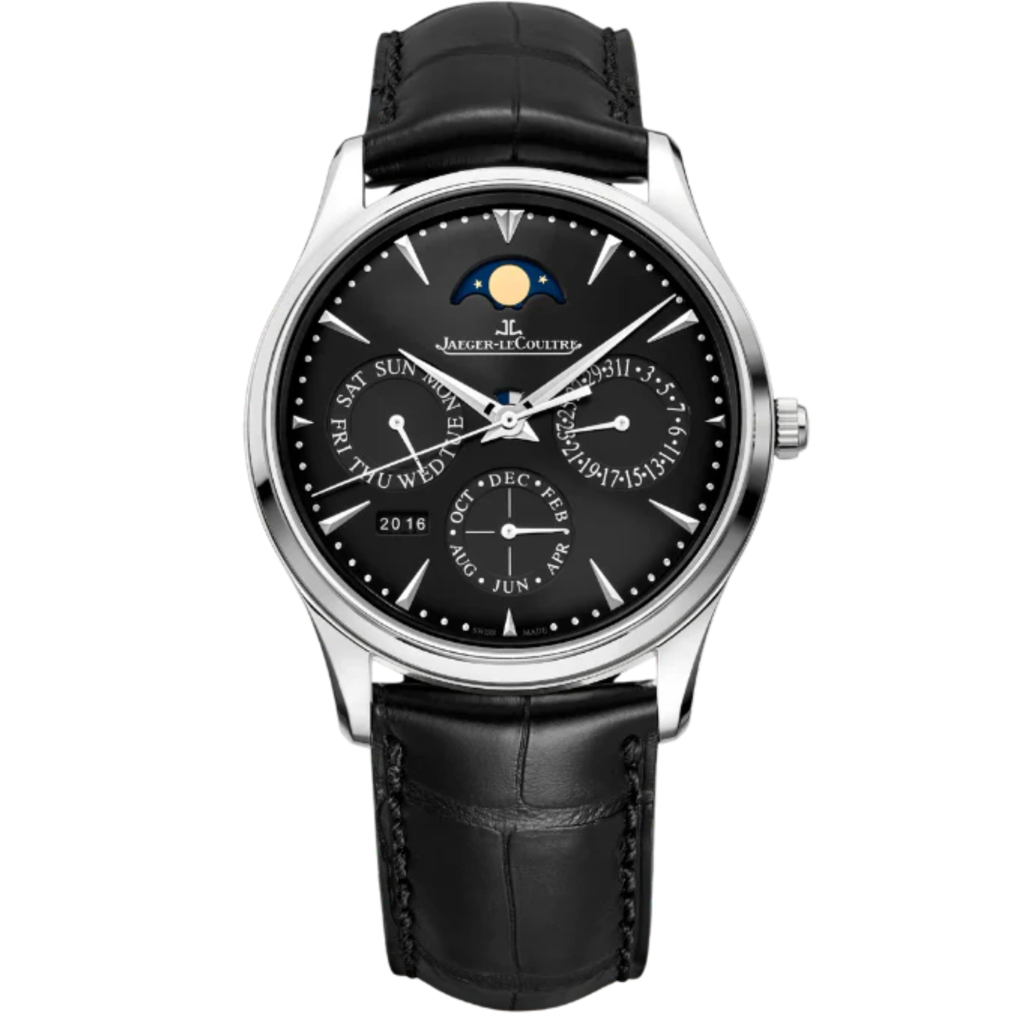 MASTER ULTRA THIN PERPETUAL CALENDAR 39 MM STAINLESS STEEL WITH BLACK SUNRAY BRUSHED  DIAL - Jaeger-LeCoultre