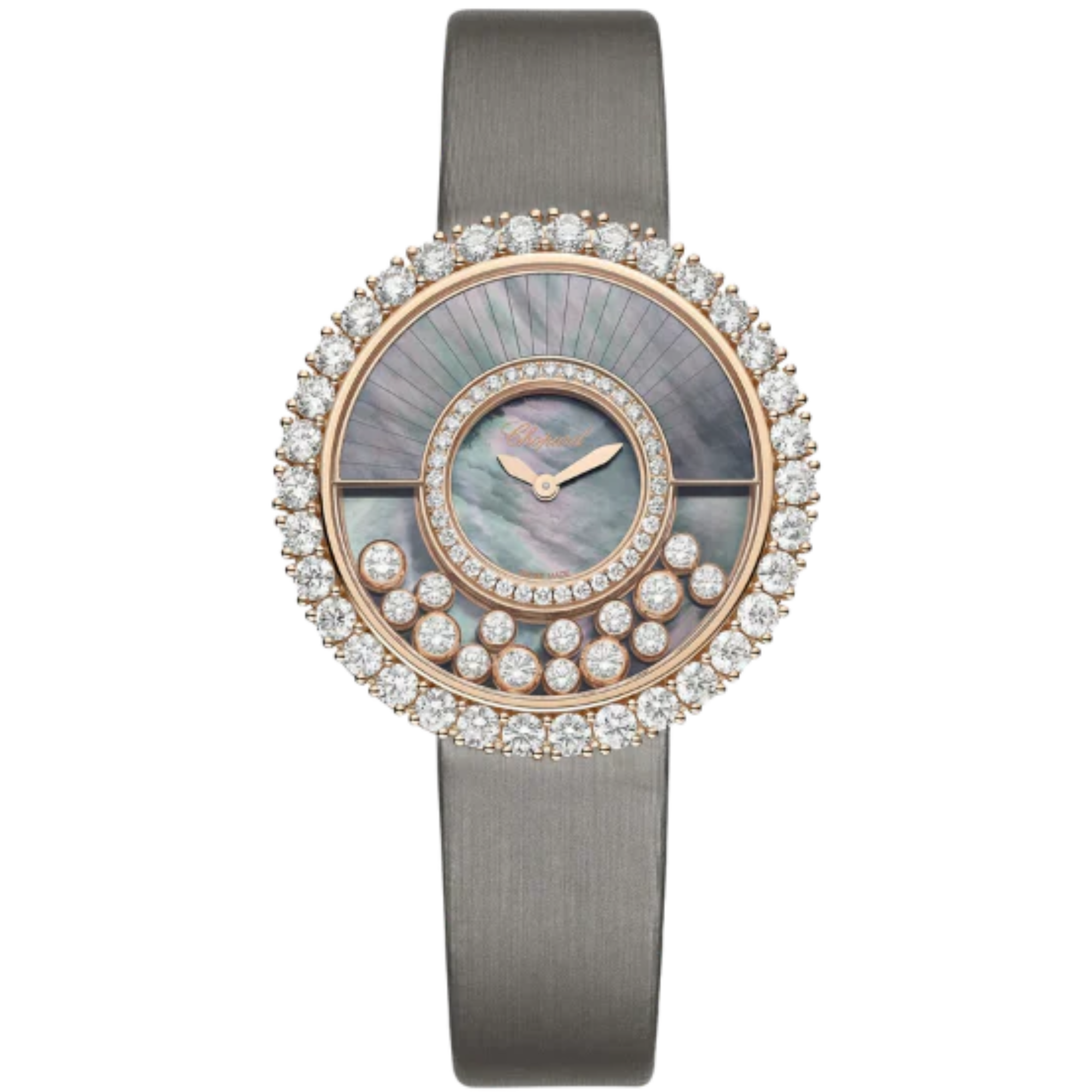 HAPPY DIAMONDS JOAILLERIE 38 MM ETHICAL ROSE GOLD WITH BLACK TAHITIAN MOTHER OF PEARL DIAL - Chopard