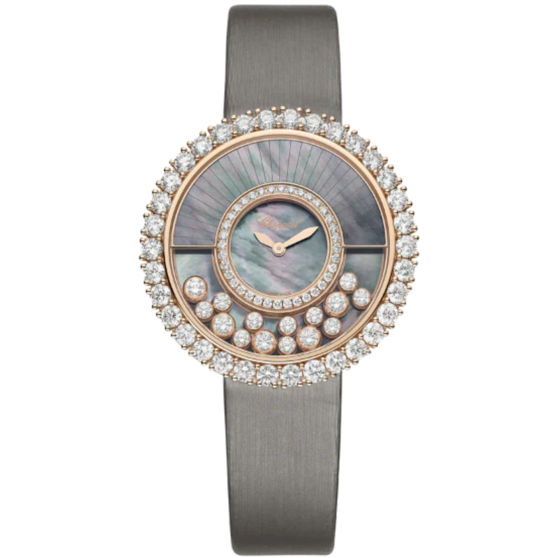 HAPPY DIAMONDS JOAILLERIE 38 MM ETHICAL ROSE GOLD WITH BLACK TAHITIAN MOTHER OF PEARL DIAL - Chopard