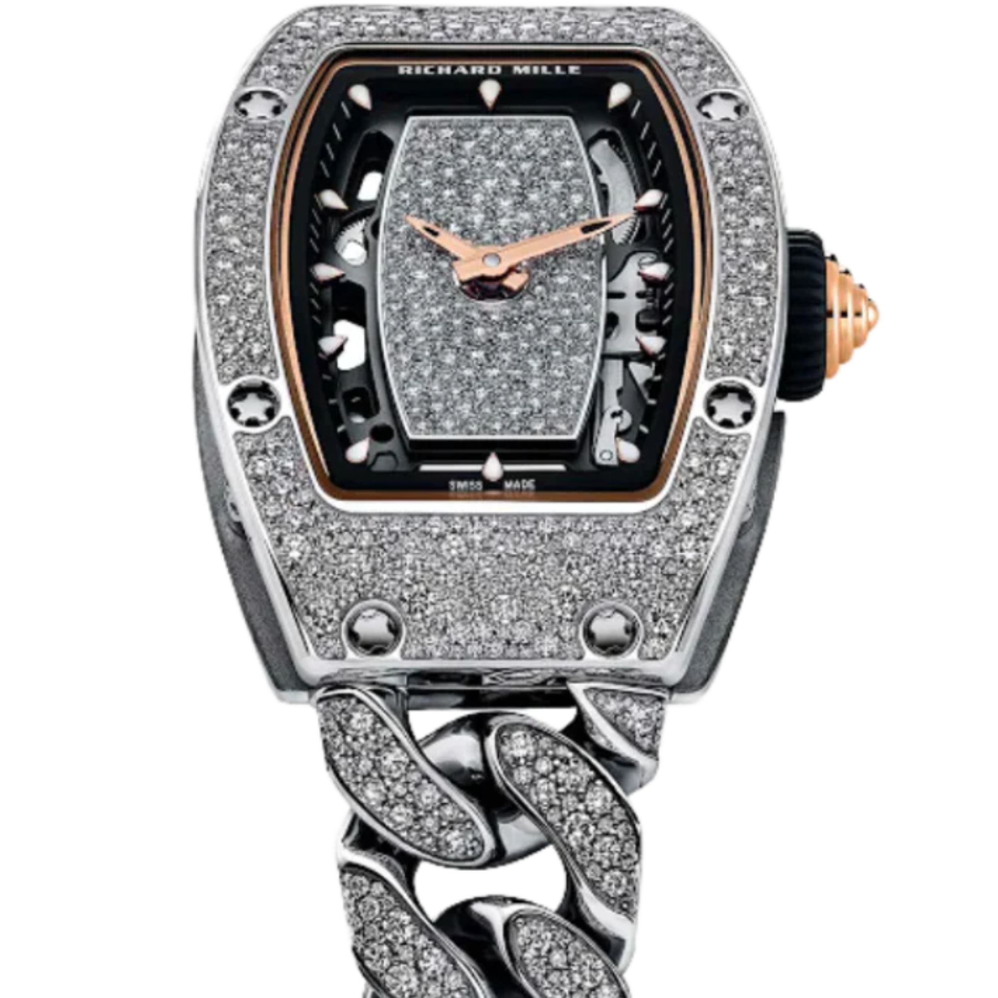 RM 07-01 Ladies’ White Gold Snow Diamond Set White Gold Bracelet White Gold Diamond Set Case - Richard Mille