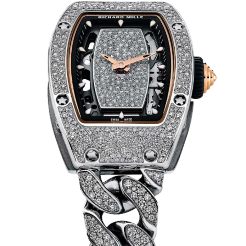 RM 07-01 Ladies’ White Gold Snow Diamond Set White Gold Bracelet White Gold Diamond Set Case - Richard Mille
