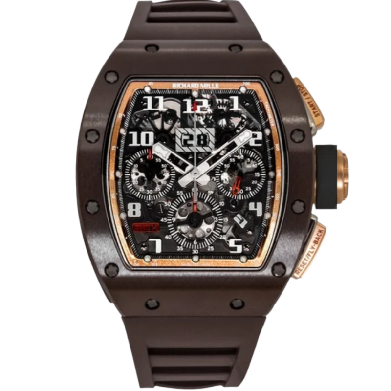 RM 011 Rose Gold Asia Edition Brown Rubber Strap Ceramic Case - Richard Mille