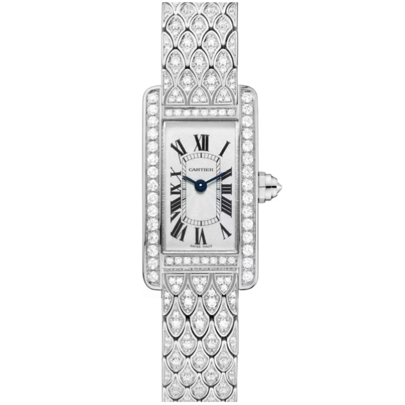 TANK 27 mm AMÉRICAINE WATCH SILVER 18K WHITE GOLD - Cartier