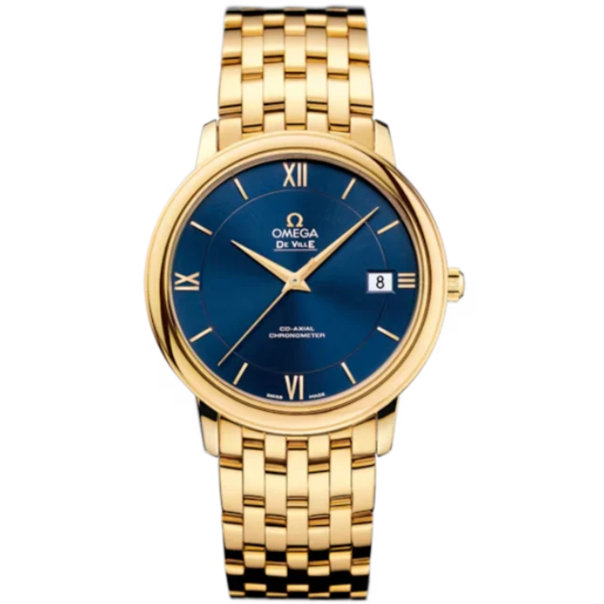 DE VILLE PRESTIGE 37 MM YELLOW GOLD WITH BLUE DIAL - Omega