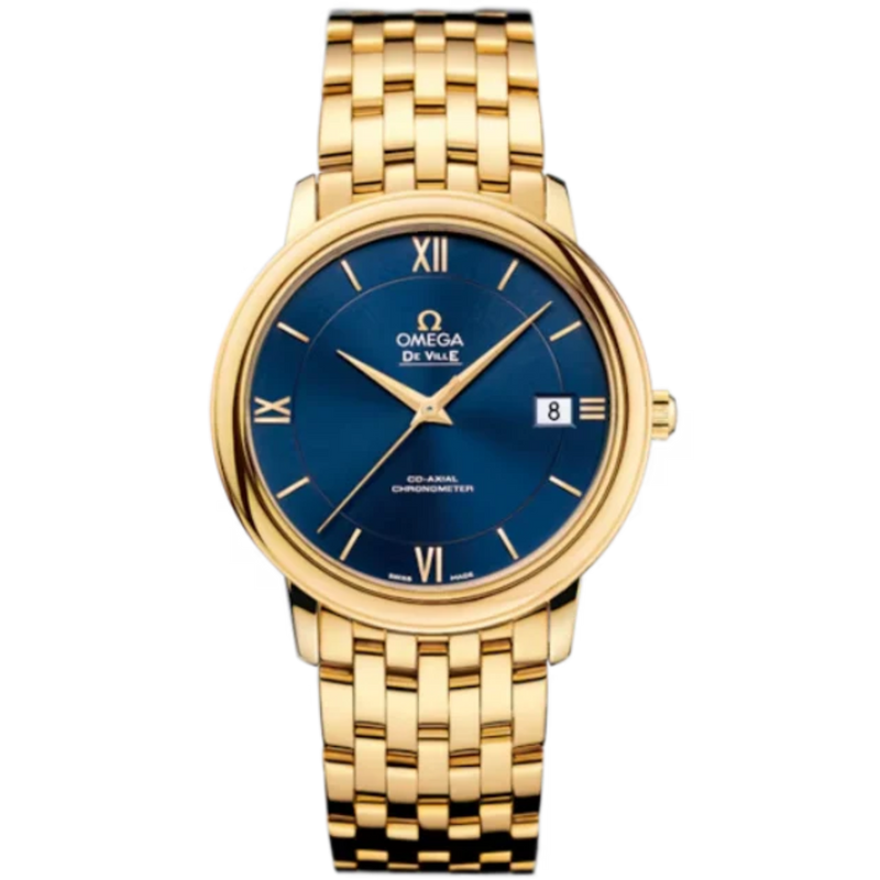 DE VILLE PRESTIGE 37 MM YELLOW GOLD WITH BLUE DIAL - Omega