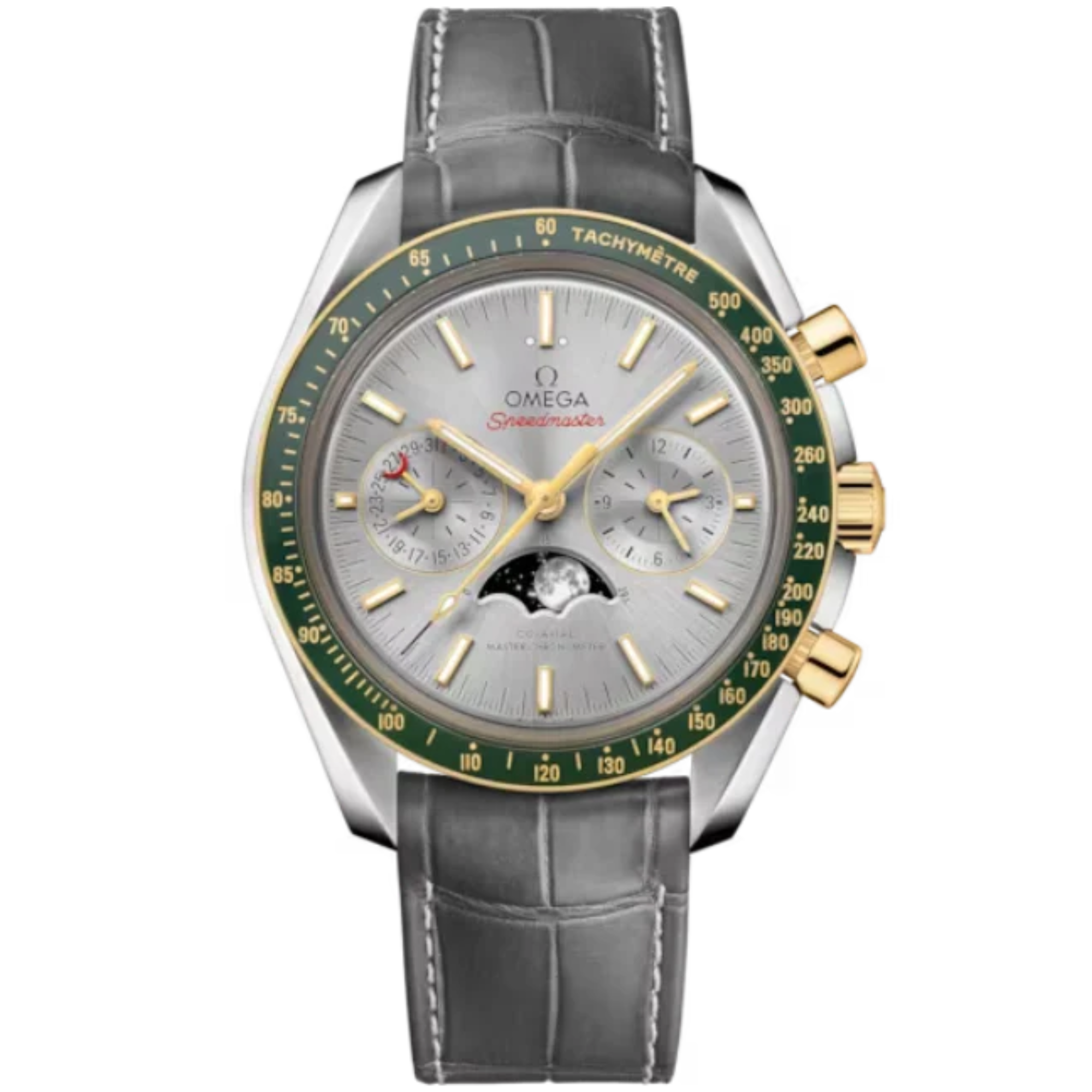 SPEEDMASTER MOONPHASE 44 MM STAINLESS STEEL - YELLOW GOLD WITH GREY DIAL - Omega