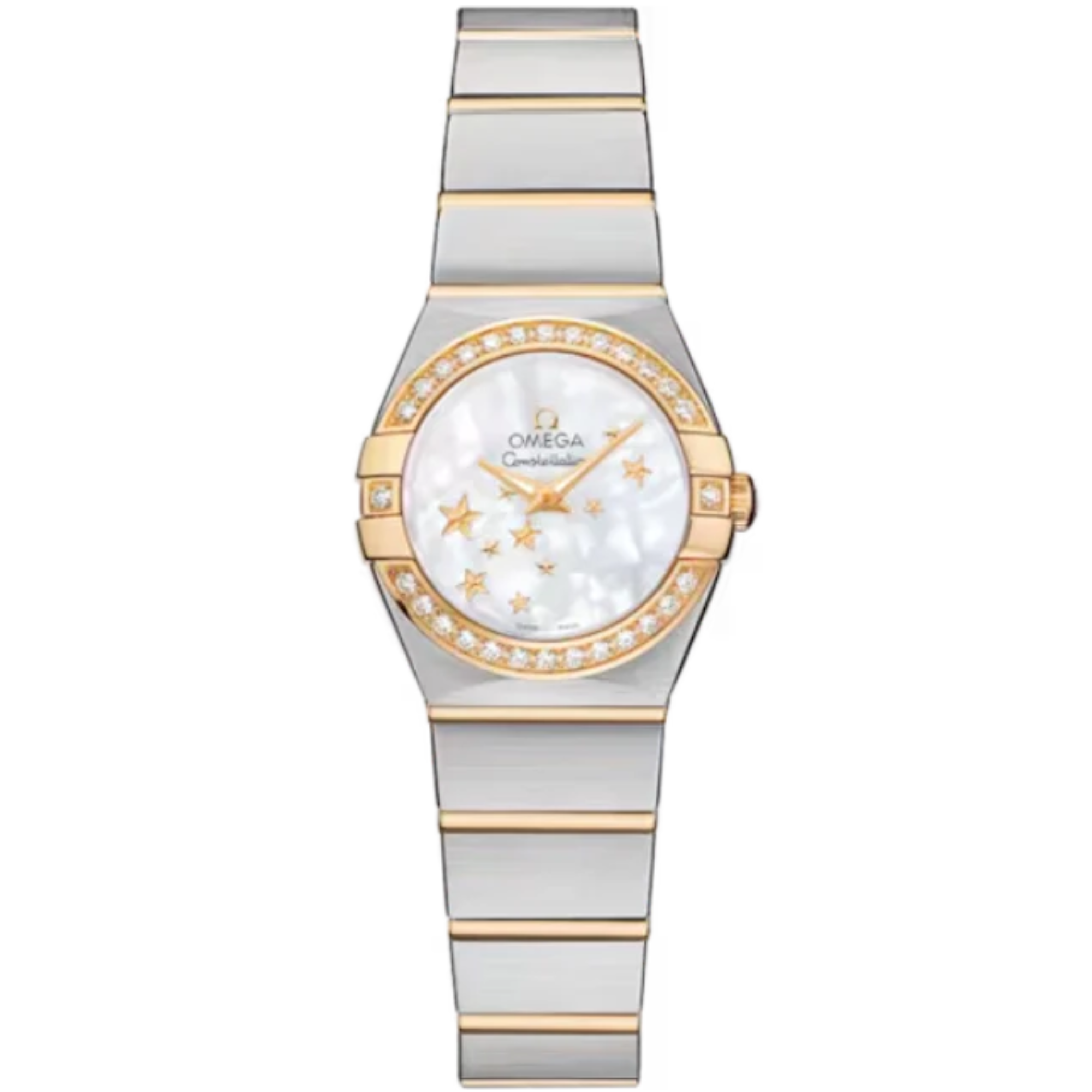 CONSTELLATION 24 MM STAINLESS STEEL - YELLOW GOLD WITH MOTHER OF PEARL DIAL - Omega