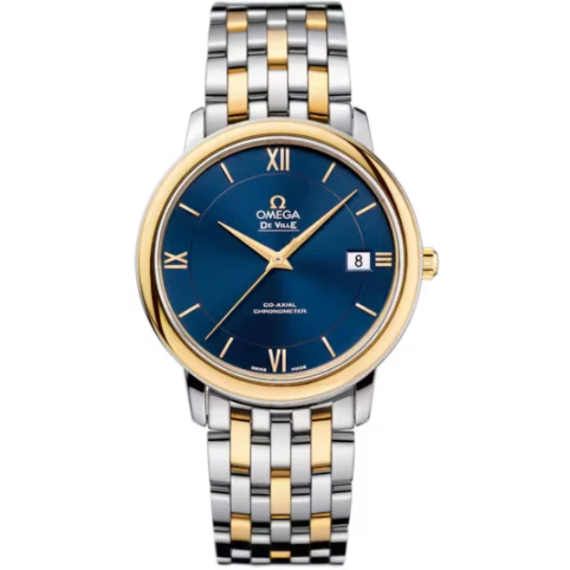 DE VILLE PRESTIGE 37 MM STAINLESS STEEL - YELLOW GOLD WITH BLUE DIAL - Omega