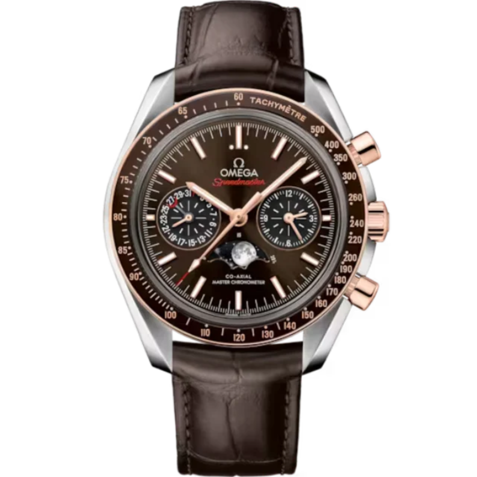 SPEEDMASTER MOONPHASE 44 MM STAINLESS STEEL - SEDNA™ GOLD WITH BROWN DIAL - Omega