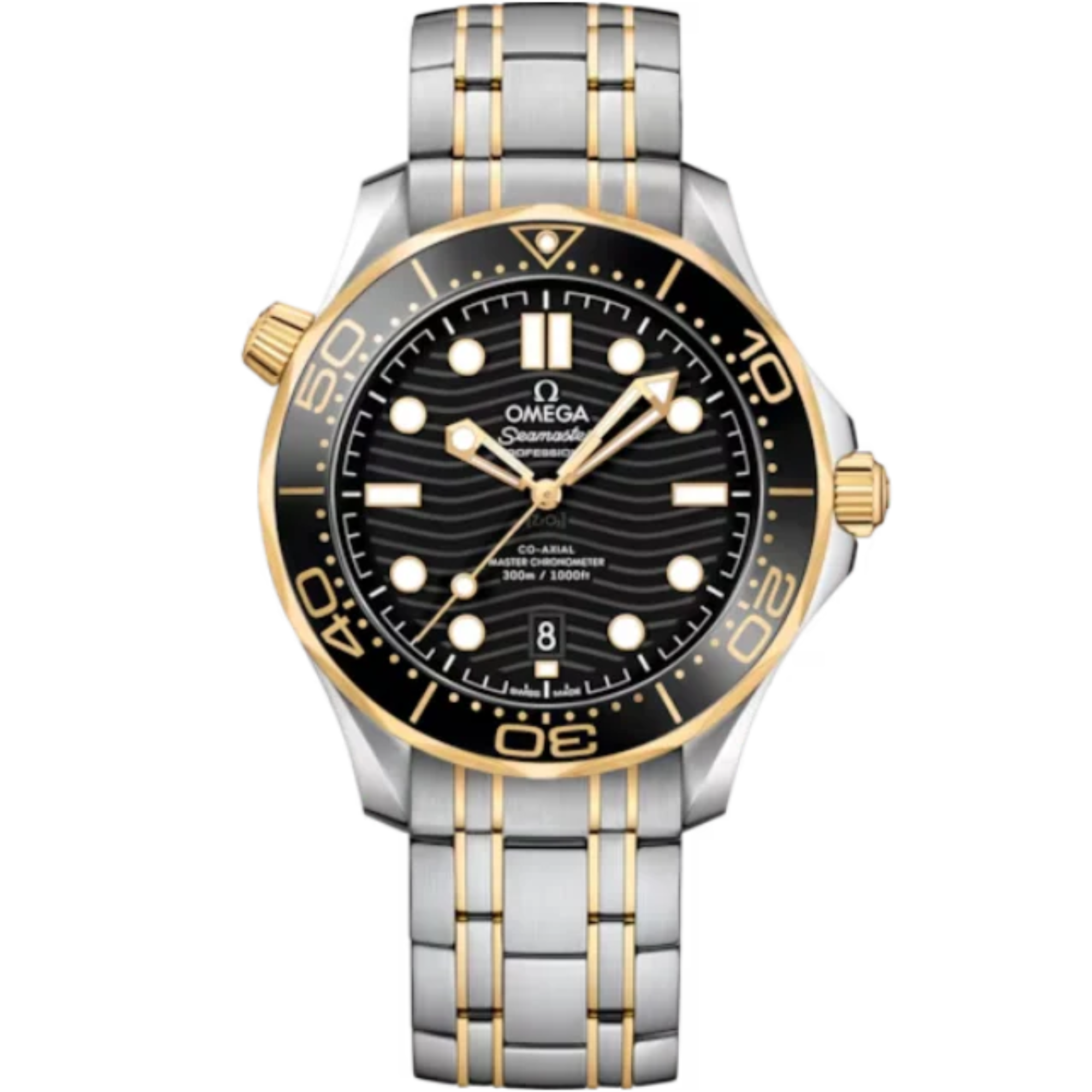 SEAMASTER DIVER 300M 42 MM STAINLESS STEEL - YELLOW GOLD WITH BLACK DIAL - Omega