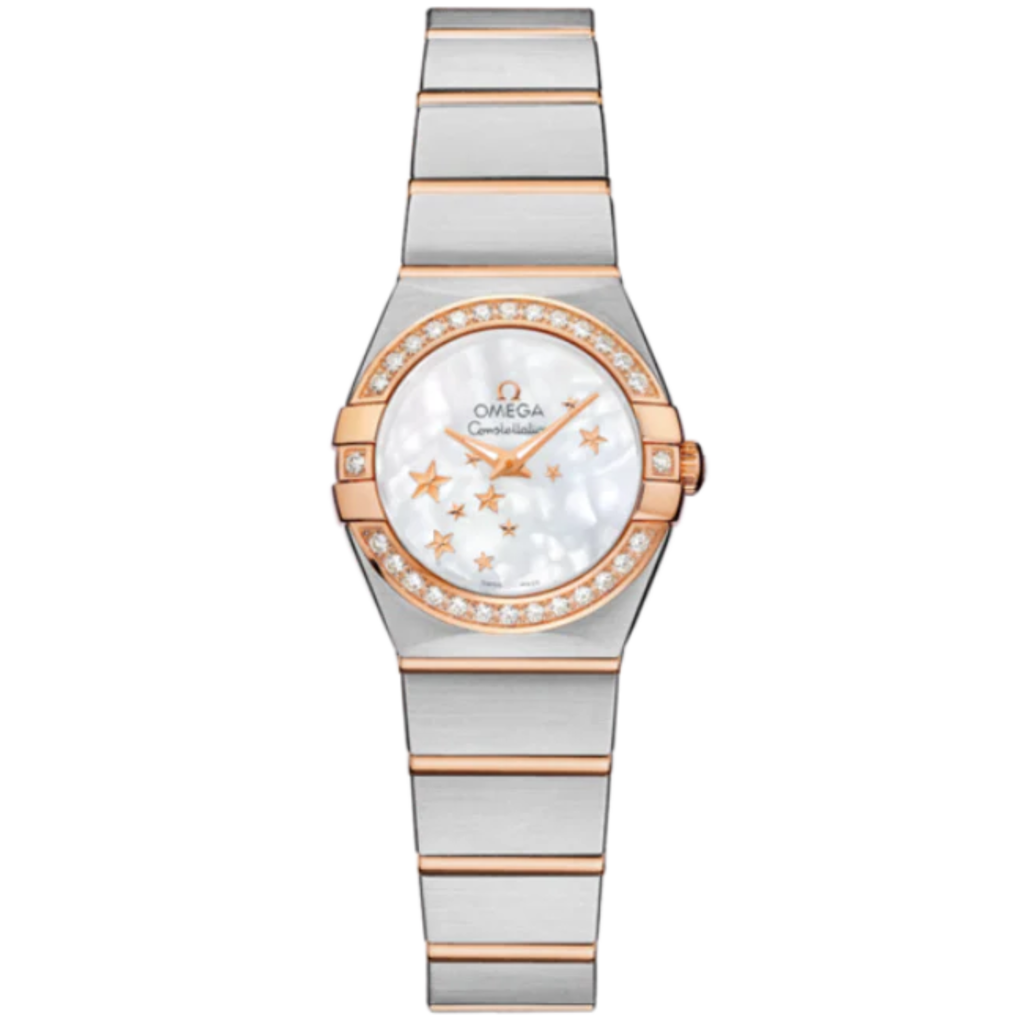 CONSTELLATION 24 MM STAINLESS STEEL - RED GOLD WITH MOTHER OF PEARL DIAL - Omega