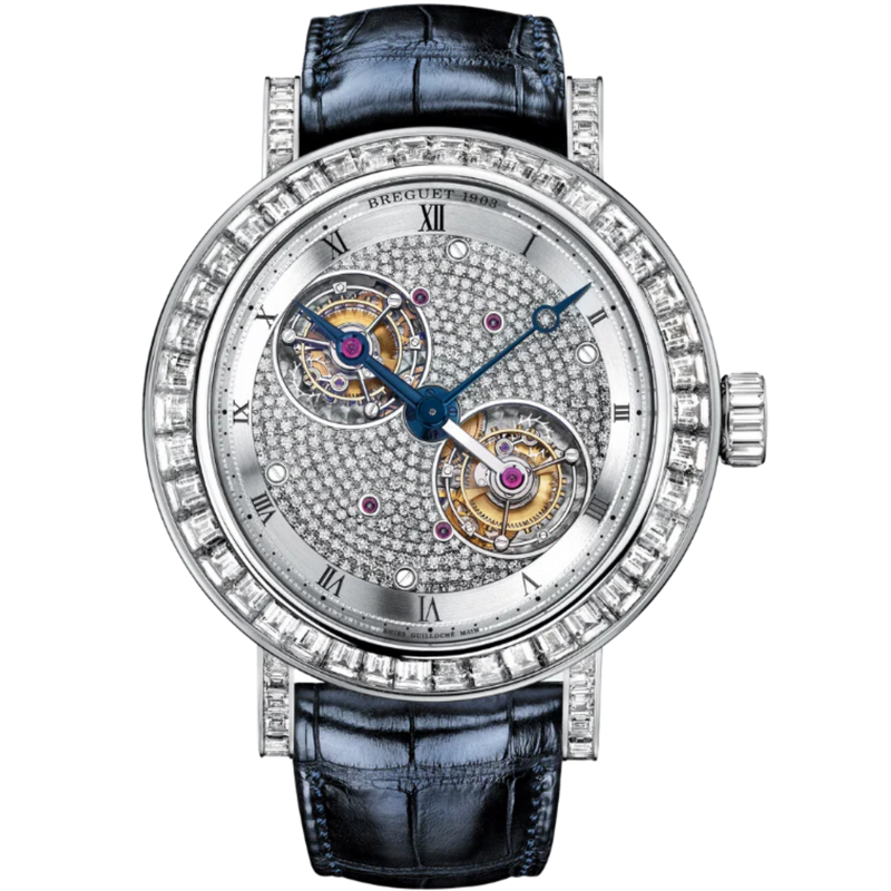 DOUBLE TOURBILLON 5349 50 MM PLATINUM WITH SILVERED DIAMOND DIAL - Breguet