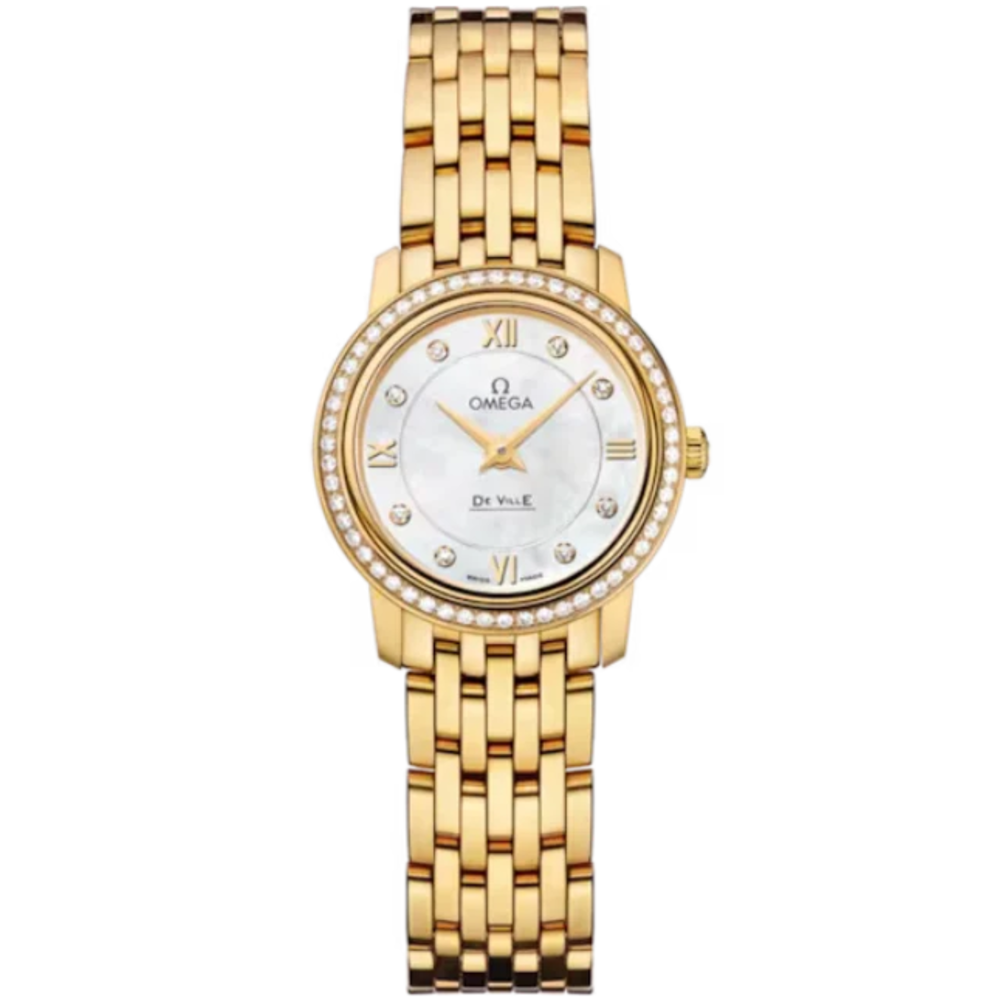 DE VILLE PRESTIGE 24 MM YELLOW GOLD WITH MOTHER OF PEARL DIAL - Omega