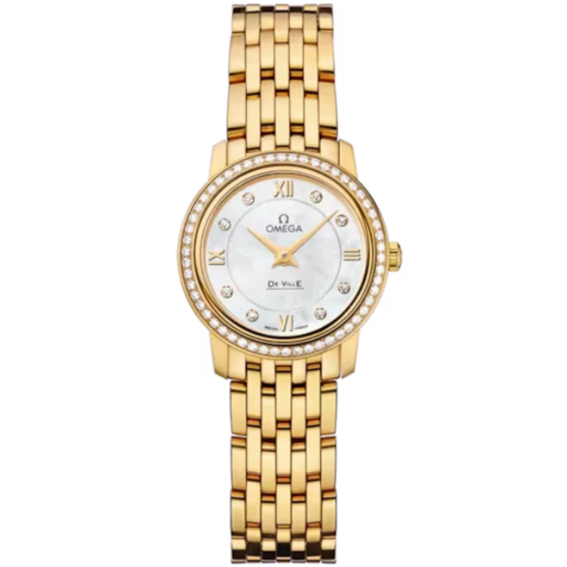 DE VILLE PRESTIGE 24 MM YELLOW GOLD WITH MOTHER OF PEARL DIAL - Omega