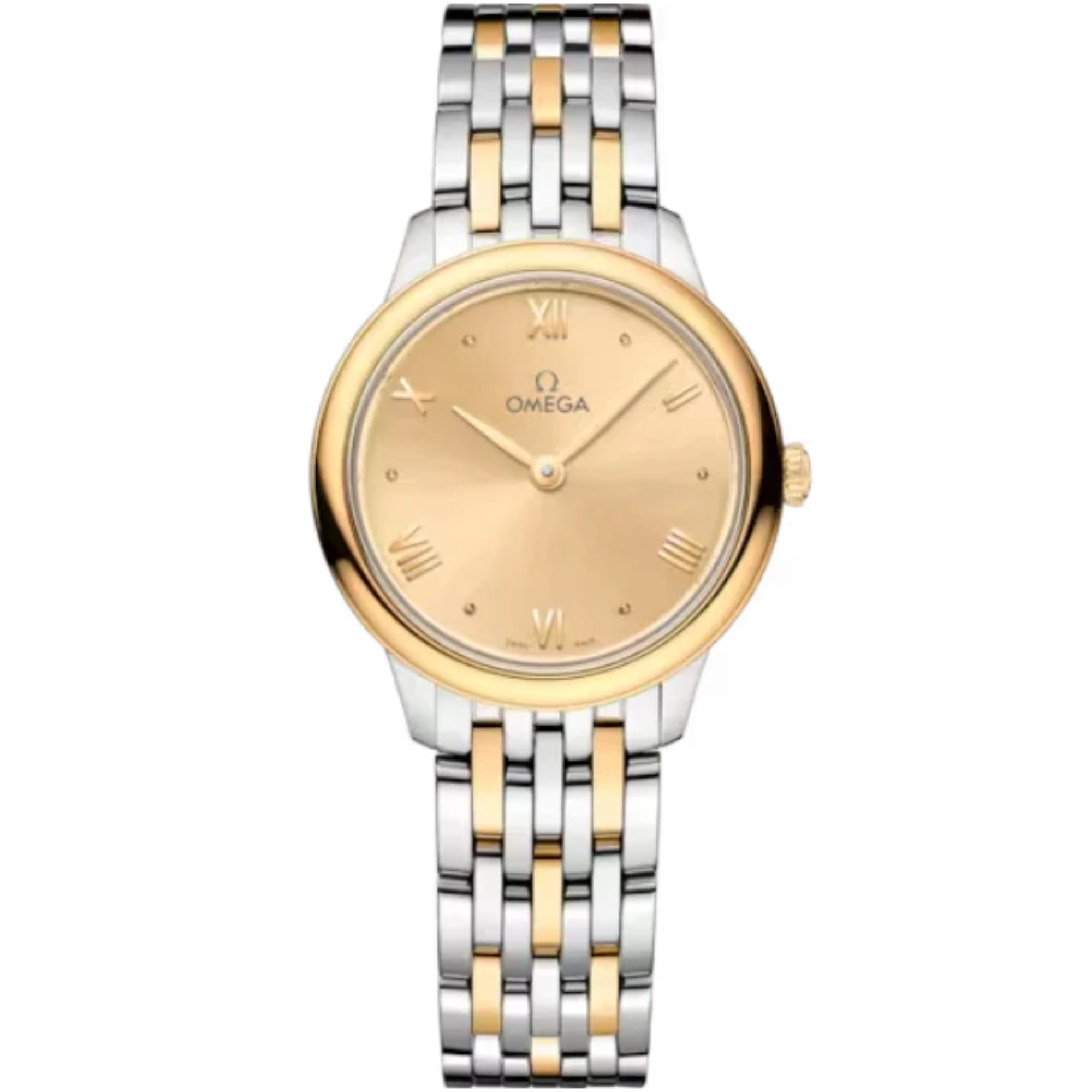 DE VILLE PRESTIGE 27 MM STAINLESS STEEL - YELLOW GOLD WITH YELLOW DIAL - Omega