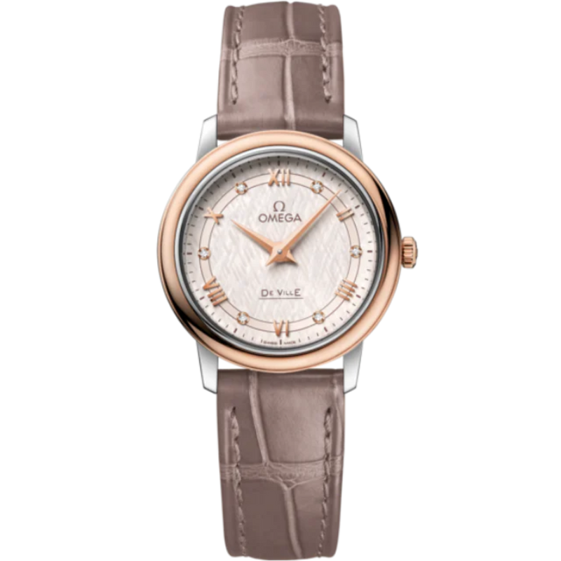 DE VILLE PRESTIGE 27 MM STAINLESS STEEL - RED GOLD WITH SILVER DIAL - Omega