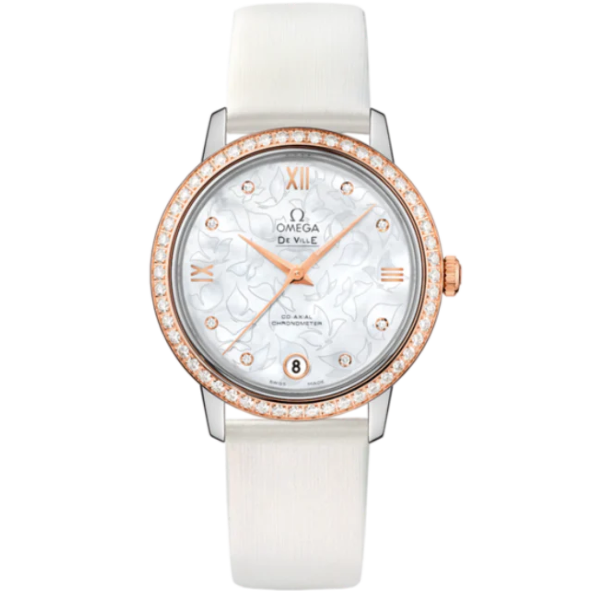 DE VILLE PRESTIGE BUTTERFLY 33 MM STAINLESS STEEL - RED GOLD WITH MOTHER OF PEARL DIAL - Omega