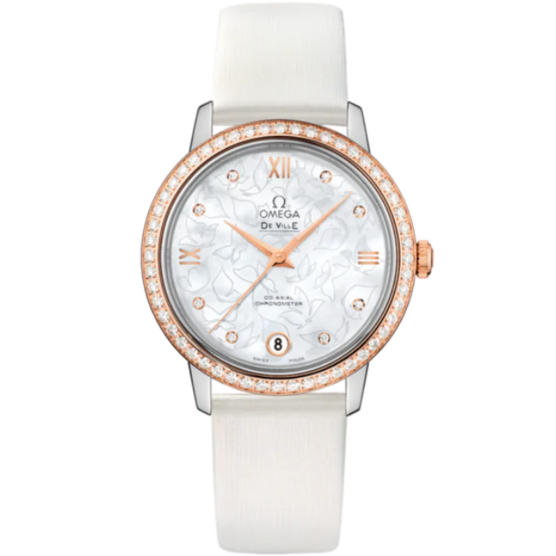 DE VILLE PRESTIGE BUTTERFLY 33 MM STAINLESS STEEL - RED GOLD WITH MOTHER OF PEARL DIAL - Omega