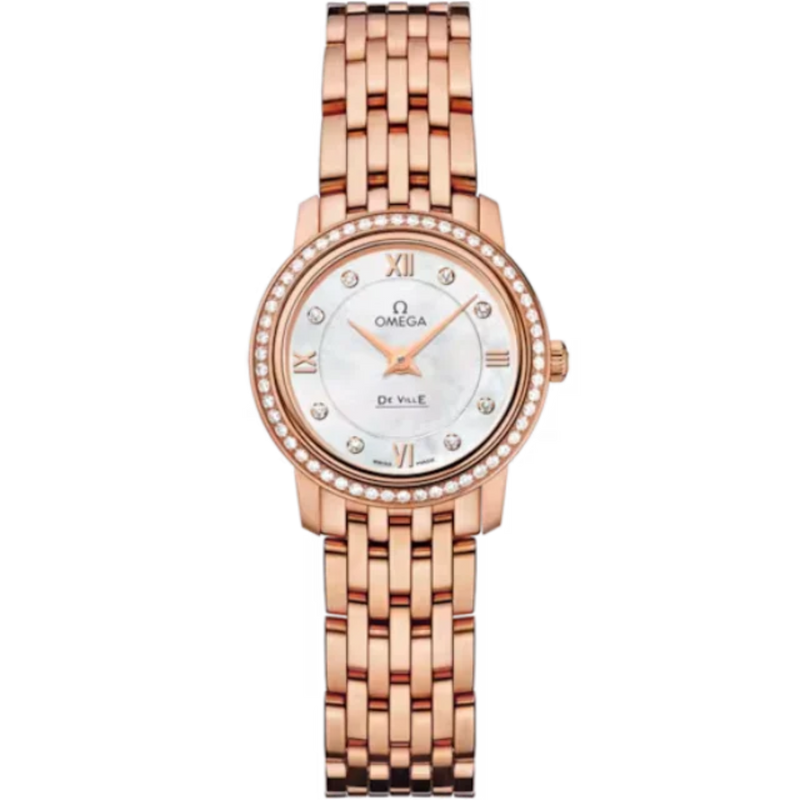 DE VILLE PRESTIGE 24 MM RED GOLD WITH MOTHER OF PEARL DIAL - Omega